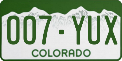 CO license plate 007YUX