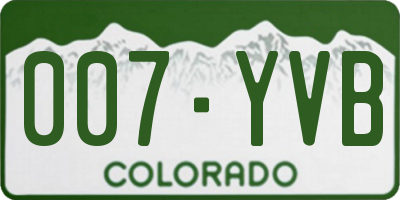 CO license plate 007YVB