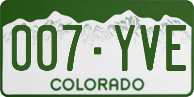 CO license plate 007YVE