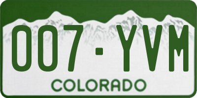 CO license plate 007YVM
