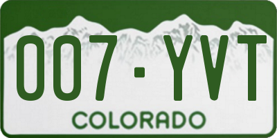 CO license plate 007YVT
