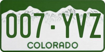 CO license plate 007YVZ