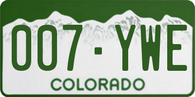 CO license plate 007YWE