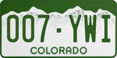CO license plate 007YWI
