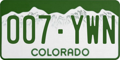 CO license plate 007YWN