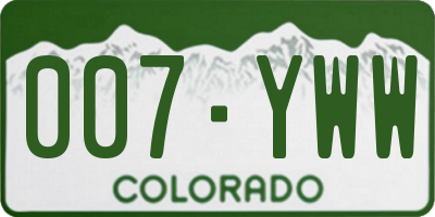 CO license plate 007YWW