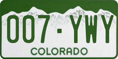 CO license plate 007YWY