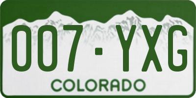 CO license plate 007YXG