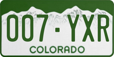 CO license plate 007YXR
