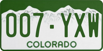 CO license plate 007YXW