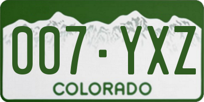 CO license plate 007YXZ