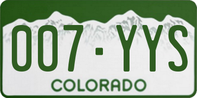 CO license plate 007YYS