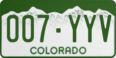 CO license plate 007YYV