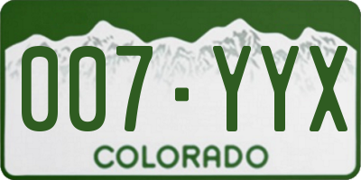 CO license plate 007YYX
