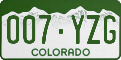 CO license plate 007YZG