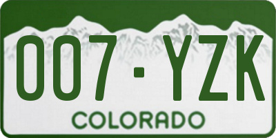 CO license plate 007YZK