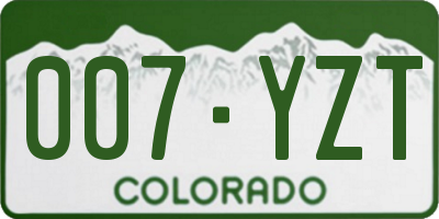 CO license plate 007YZT