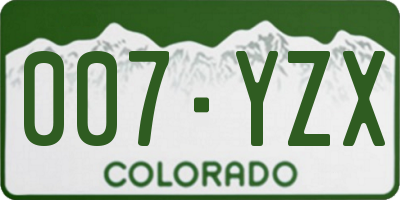 CO license plate 007YZX