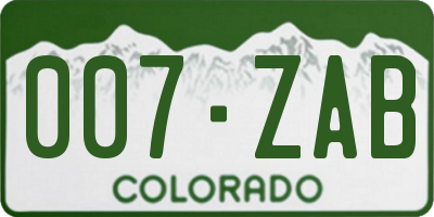 CO license plate 007ZAB