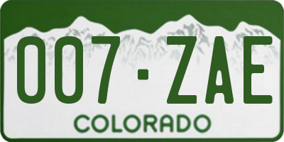 CO license plate 007ZAE
