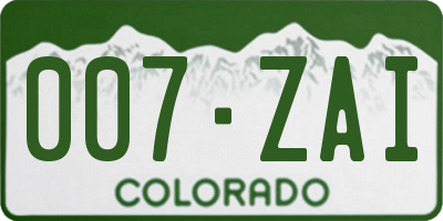 CO license plate 007ZAI