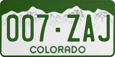 CO license plate 007ZAJ