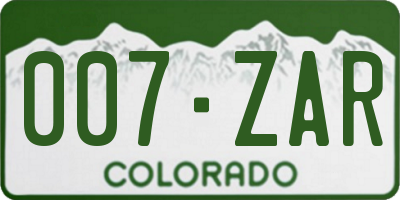 CO license plate 007ZAR