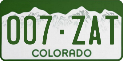 CO license plate 007ZAT