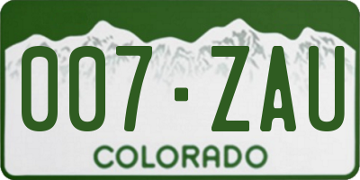 CO license plate 007ZAU
