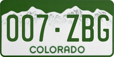 CO license plate 007ZBG