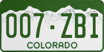 CO license plate 007ZBI
