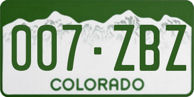 CO license plate 007ZBZ