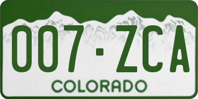 CO license plate 007ZCA
