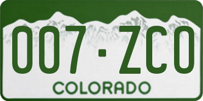 CO license plate 007ZCO