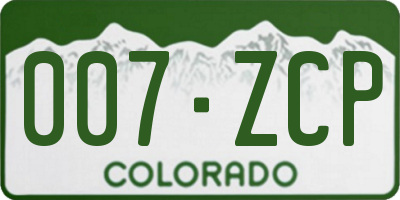CO license plate 007ZCP