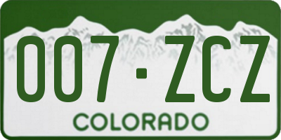 CO license plate 007ZCZ