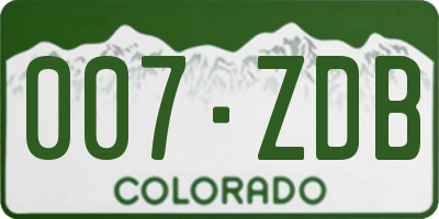 CO license plate 007ZDB