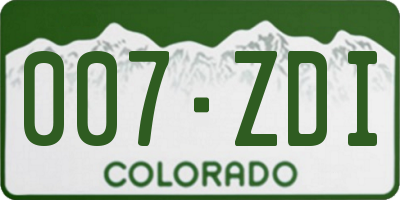 CO license plate 007ZDI