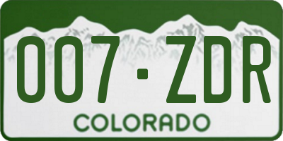 CO license plate 007ZDR