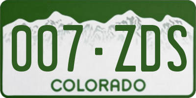 CO license plate 007ZDS