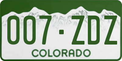 CO license plate 007ZDZ