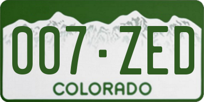 CO license plate 007ZED