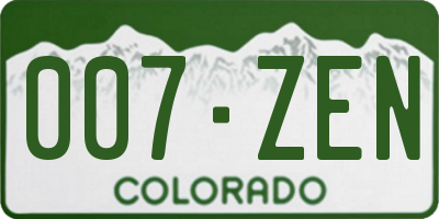 CO license plate 007ZEN