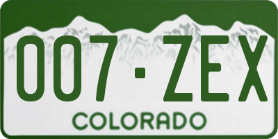 CO license plate 007ZEX