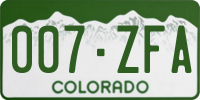 CO license plate 007ZFA