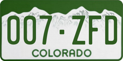CO license plate 007ZFD
