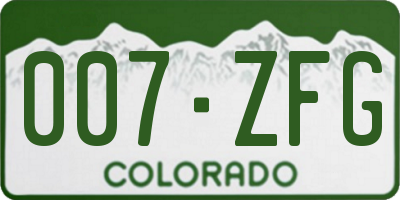 CO license plate 007ZFG