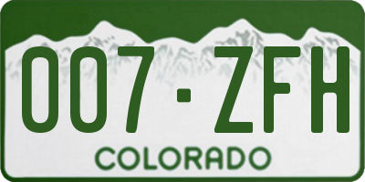 CO license plate 007ZFH