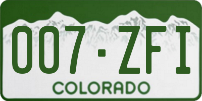 CO license plate 007ZFI