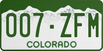 CO license plate 007ZFM